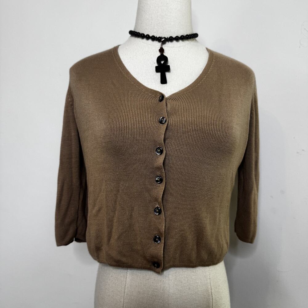 Vintage 90s Champagne Silk Cropped Cardigan Grunge PS
